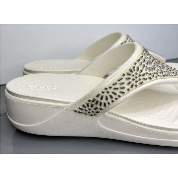CROCS Monterey Diamanté Sandals Womens Sz 10 206343 White Excellent Condition - Picture 9 of 12